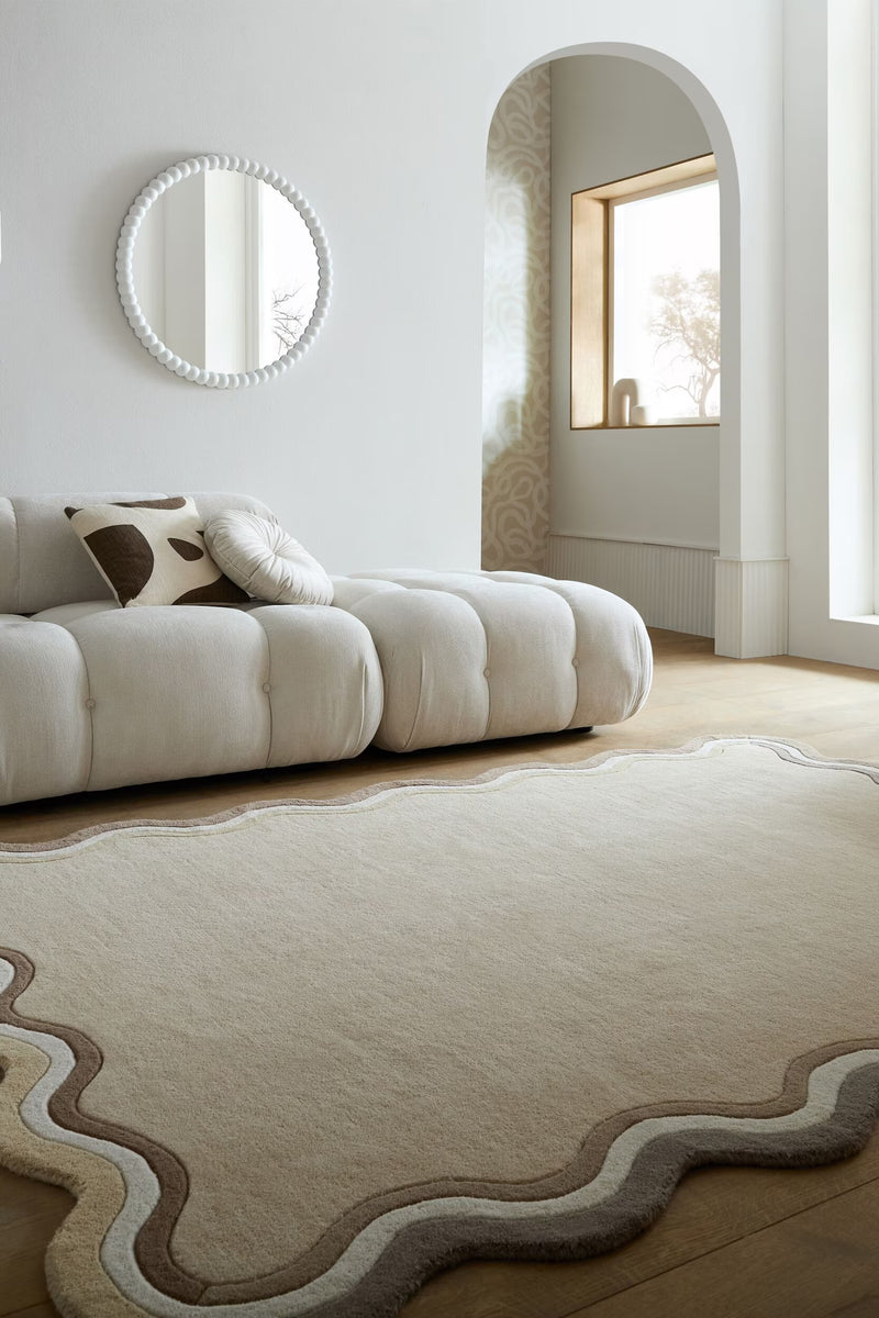 Ripple Scalloped Tufted Wool Rug - Neutral
