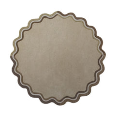 Ripple Round Scalloped Tufted Wool Rug - Neutral