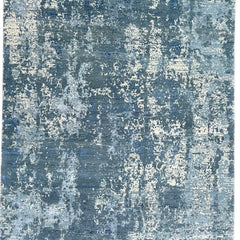 Mystic Abstract Hand Knotted Wool Silk Rug – Blue