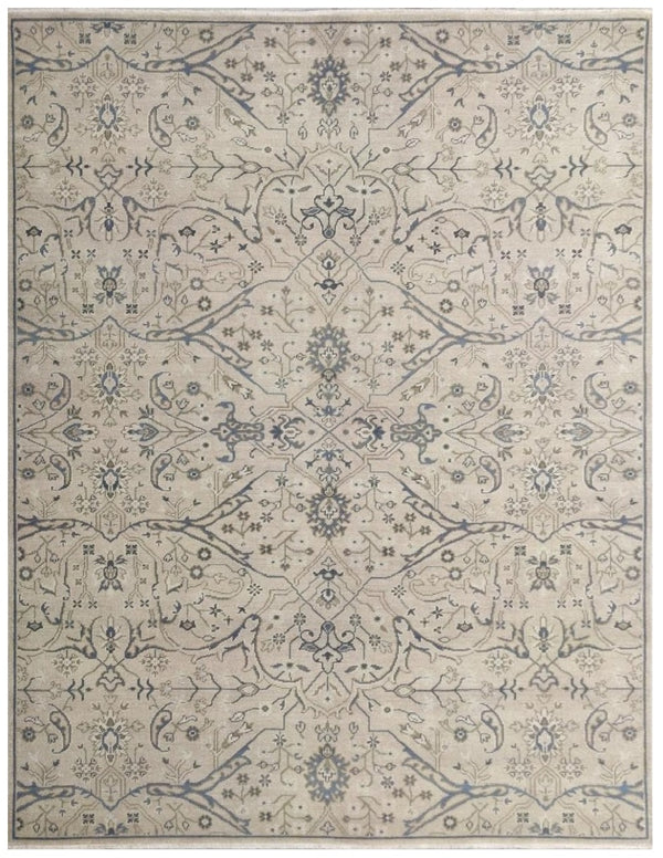 Ranthambore Allover Hand Knotted Wool Area Rug-Beige