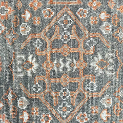 Hand Knotted Traditional Wool Rug – Charcoal & Rust Vintage Design