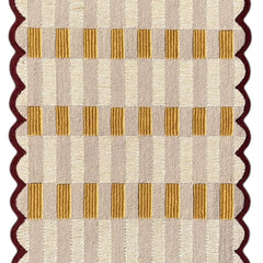 Matilda Hand-Tufted Sand Plaid Wool Rug with Scalloped Edge
