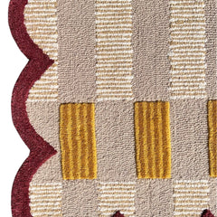 Matilda Hand-Tufted Sand Plaid Wool Rug with Scalloped Edge