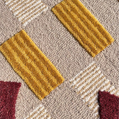 Matilda Hand-Tufted Sand Plaid Wool Rug with Scalloped Edge