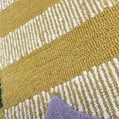 Matilda Hand-Tufted Gold Plaid Wool Rug with Scalloped Edge