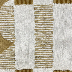 Matilda Hand-Tufted Ivory & Beige Plaid Wool Rug with Scalloped Edge