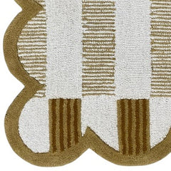 Matilda Hand-Tufted Ivory & Beige Plaid Wool Rug with Scalloped Edge
