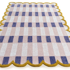 Matilda Hand-Tufted Pink & Purple Plaid Wool Rug with Scalloped Edge