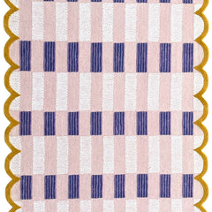 Matilda Hand-Tufted Pink & Purple Plaid Wool Rug with Scalloped Edge