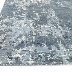 Mystic Abstract Hand Knotted Wool Silk Rug – Blue