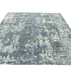 Mystic Abstract Hand Knotted Wool Silk Rug – Blue