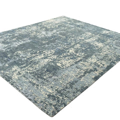 Mystic Abstract Hand Knotted Wool Silk Rug – Blue