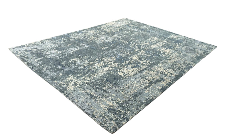 Mystic Abstract Hand Knotted Wool Silk Rug – Blue