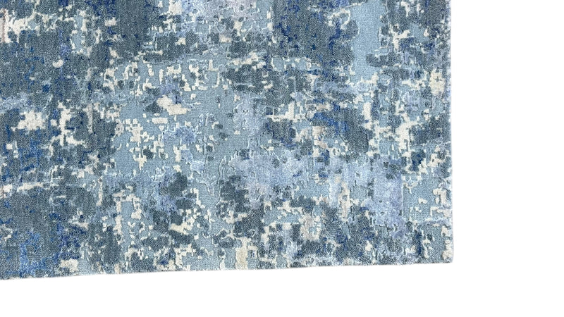 Mystic Abstract Hand Knotted Wool Silk Rug – Blue