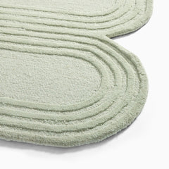 Oblong Scalloped Sage Green Hand-Tufted Wool Rug | Modern Area Rug