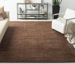 Brown Wool Rug | Solid Hand-Tufted Modern Area Rug