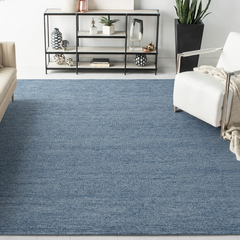 Okilo Denim Blue Wool Rug | Solid Hand-Tufted Modern Area Rug