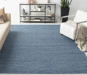 Denim Blue Wool Rug | Solid Hand-Tufted Modern Area Rug