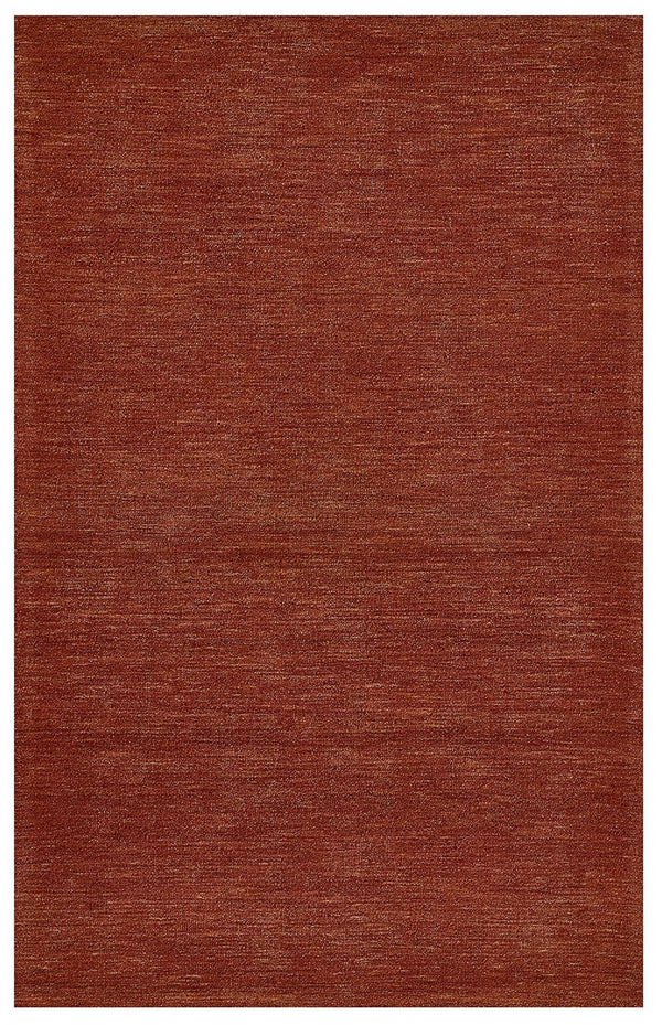 Okilo Rust Loop Wool Area Rug | Handmade Solid Modern Minimalist Carpet