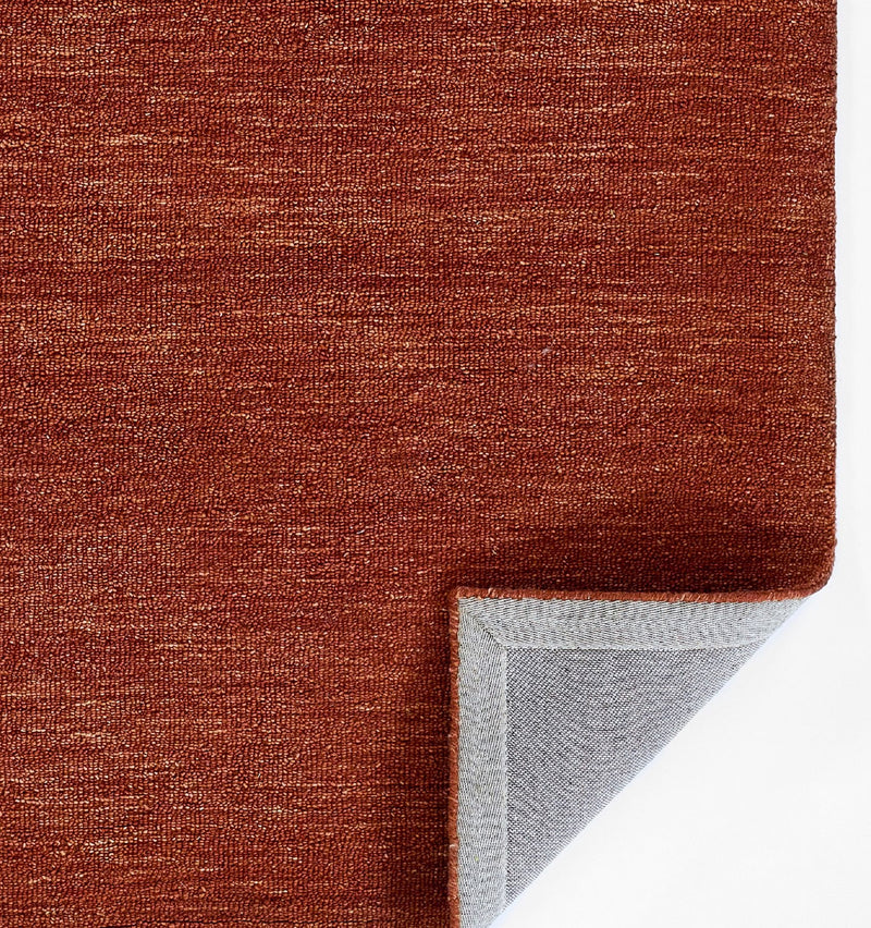 Okilo Rust Loop Wool Area Rug | Handmade Solid Modern Minimalist Carpet
