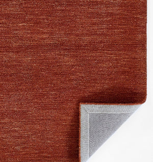 Rust Loop Wool Area Rug | Handmade Solid Modern Minimalist Carpet