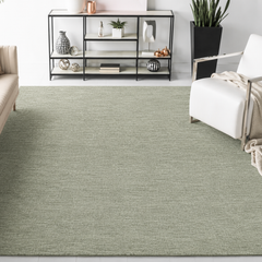 Okilo Sage Loop Wool Area Rug | Handmade Solid Modern Minimalist Carpet