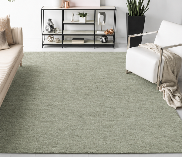 Okilo Sage Loop Wool Area Rug | Handmade Solid Modern Minimalist Carpet