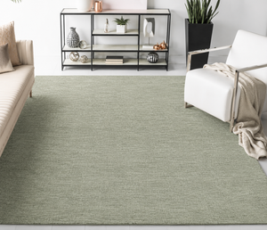 Sage Loop Wool Area Rug | Handmade Solid Modern Minimalist Carpet