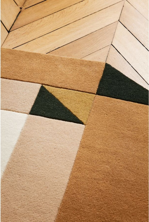 Palatine Ivory Beige Geo Rug | Hand-Tufted Wool Geometric Area Rug | Modern Statement Carpet