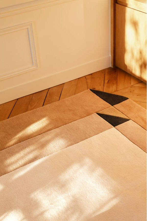 Palatine Ivory Beige Geo Rug | Hand-Tufted Wool Geometric Area Rug | Modern Statement Carpet