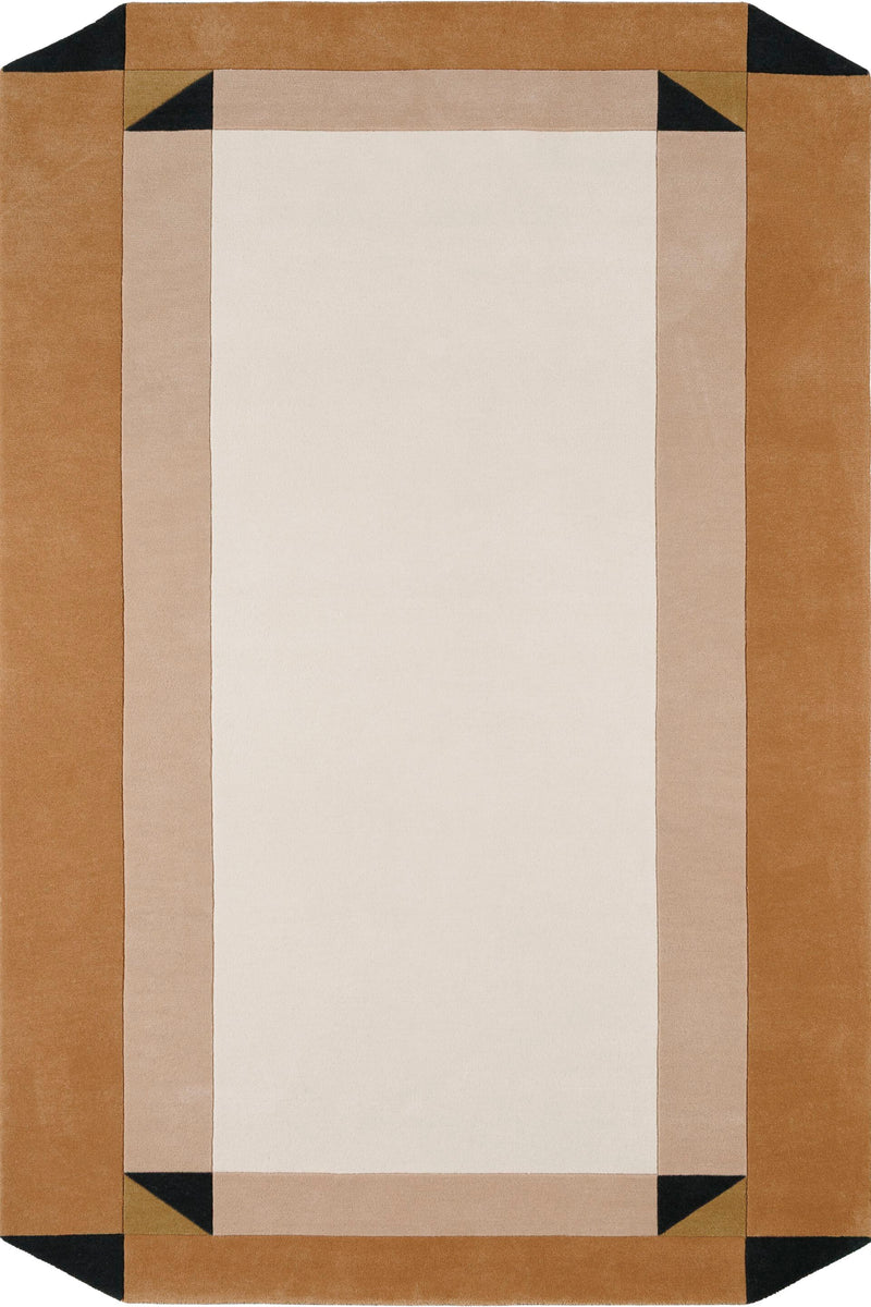 Palatine Ivory Beige Geo Rug | Hand-Tufted Wool Geometric Area Rug | Modern Statement Carpet