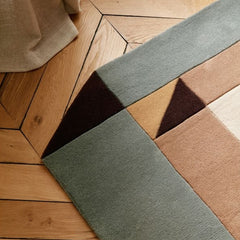 Palatine Ivory Green Geo Rug | Hand-Tufted Wool Geometric Area Rug | Modern Statement Carpet