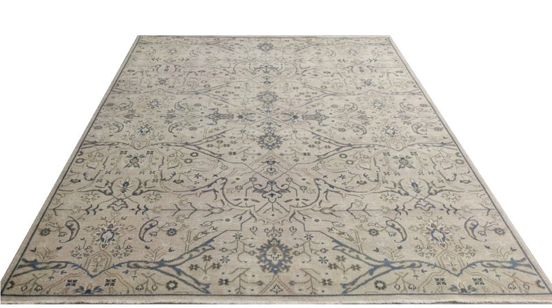 Ranthambore Allover Hand Knotted Wool Area Rug-Beige