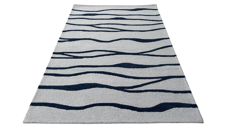 Ripple Wave Hand Tufted Wool Rug grey