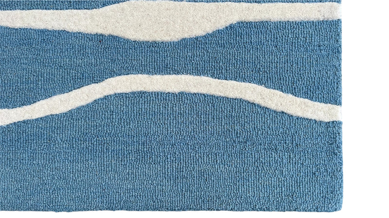 Ripple Wave Hand Tufted Wool Rug Light Blue