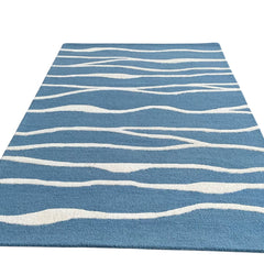 Ripple Wave Hand Tufted Wool Rug Light Blue