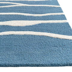 Ripple Wave Hand Tufted Wool Rug Light Blue