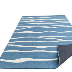 Ripple Wave Hand Tufted Wool Rug Light Blue