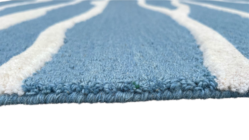 Ripple Wave Hand Tufted Wool Rug Light Blue