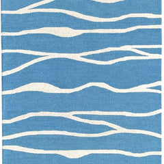 Ripple Wave Hand Tufted Wool Rug Light Blue
