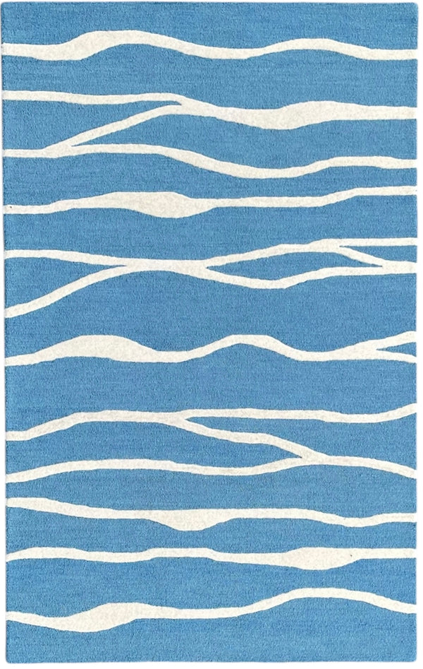 Ripple Wave Hand Tufted Wool Rug Light Blue