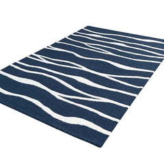 Ripple Wave Hand Tufted Wool Rug navy blue