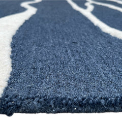 Ripple Wave Hand Tufted Wool Rug navy blue