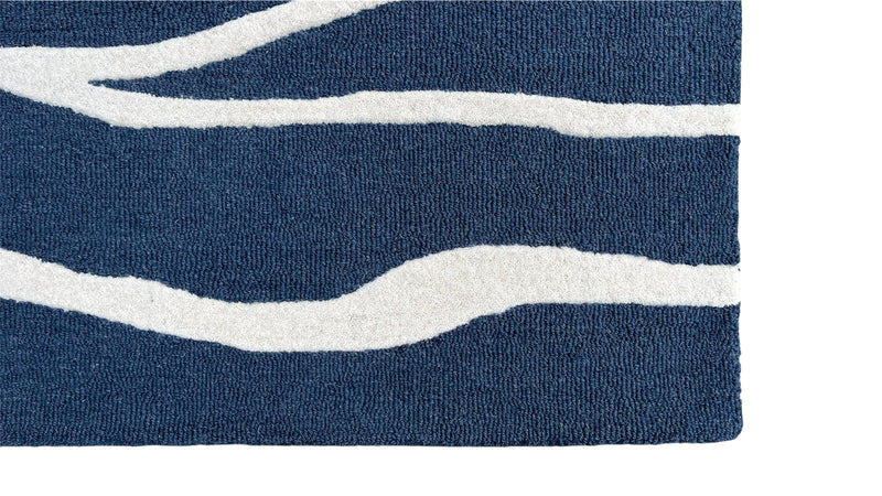 Ripple Wave Hand Tufted Wool Rug navy blue