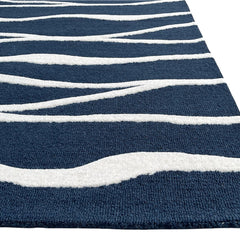 Ripple Wave Hand Tufted Wool Rug navy blue