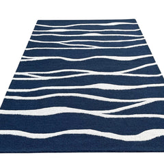 Ripple Wave Hand Tufted Wool Rug navy blue