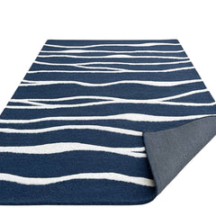 Ripple Wave Hand Tufted Wool Rug navy blue