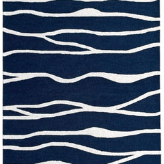 Ripple Wave Hand Tufted Wool Rug navy blue