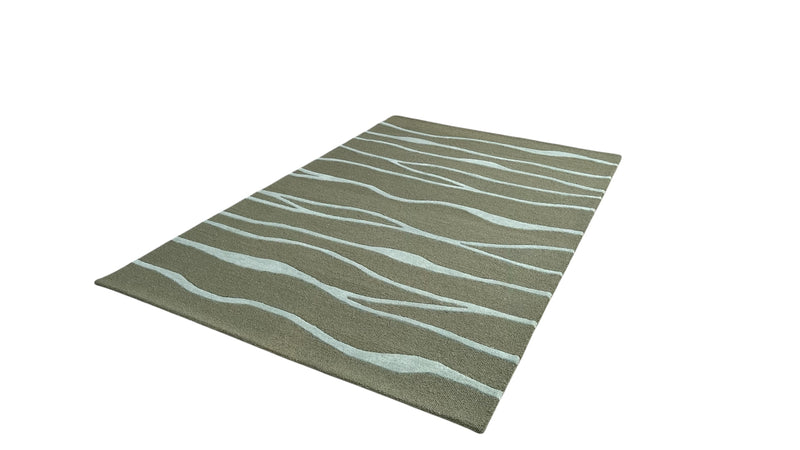 Ripple Wave Hand Tufted Wool Rug green