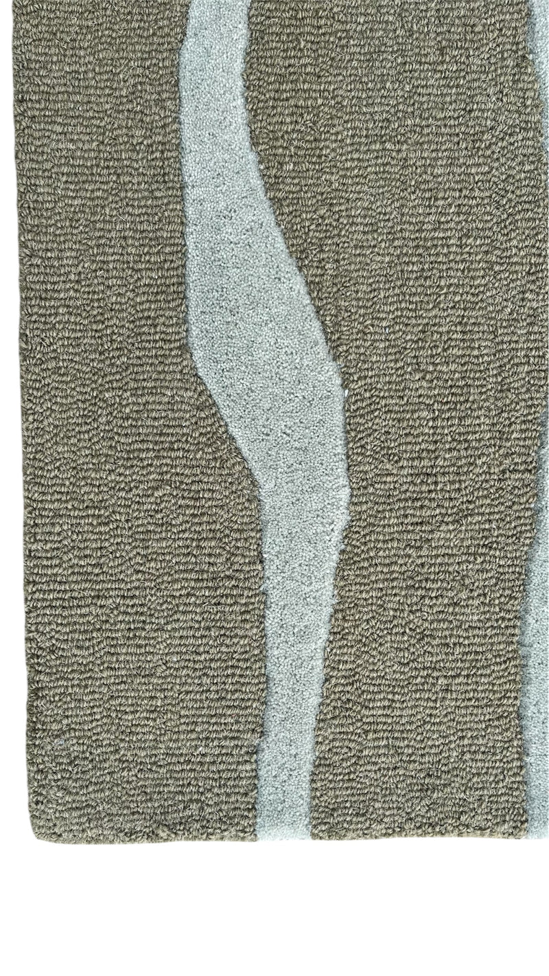 Ripple Wave Hand Tufted Wool Rug green